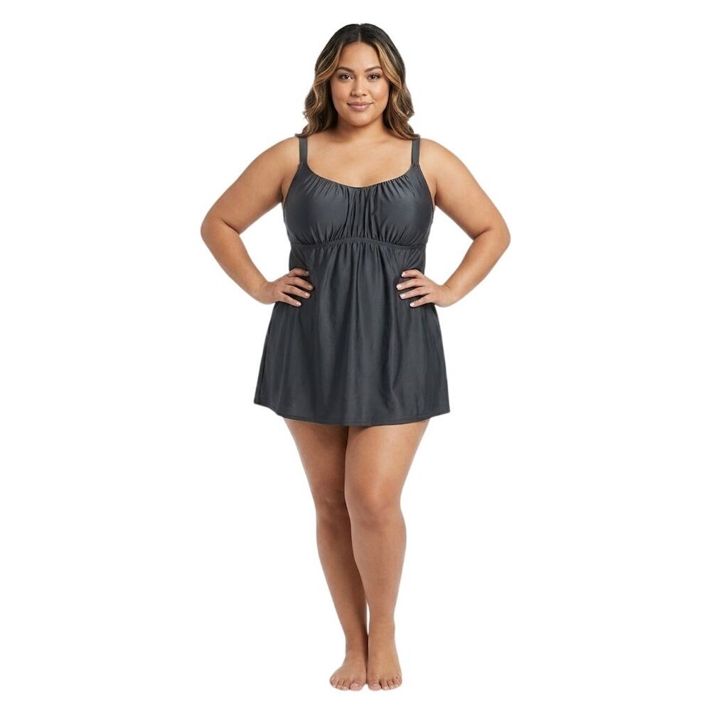 Ava & Viv Classic Black One Piece Swimsuit Plus Size 3X - Picture 2 of 6